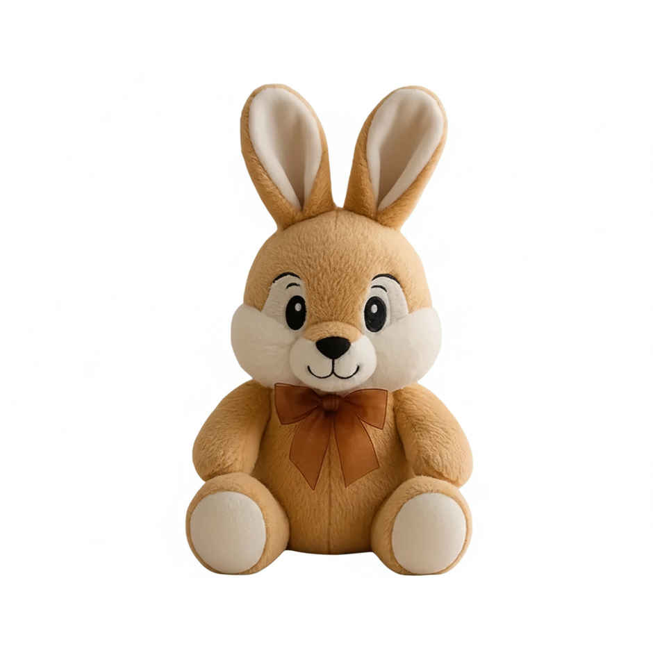 DearJoy Playful Bunny Rabbit with a Bow Soft Toy Brown 25 cm