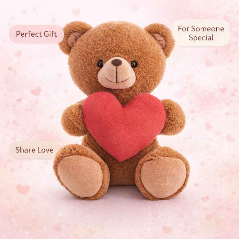 Hamleys Teddy Bear with Heart with I Love You Quote Soft Plush Toy | Brown - 30 cm