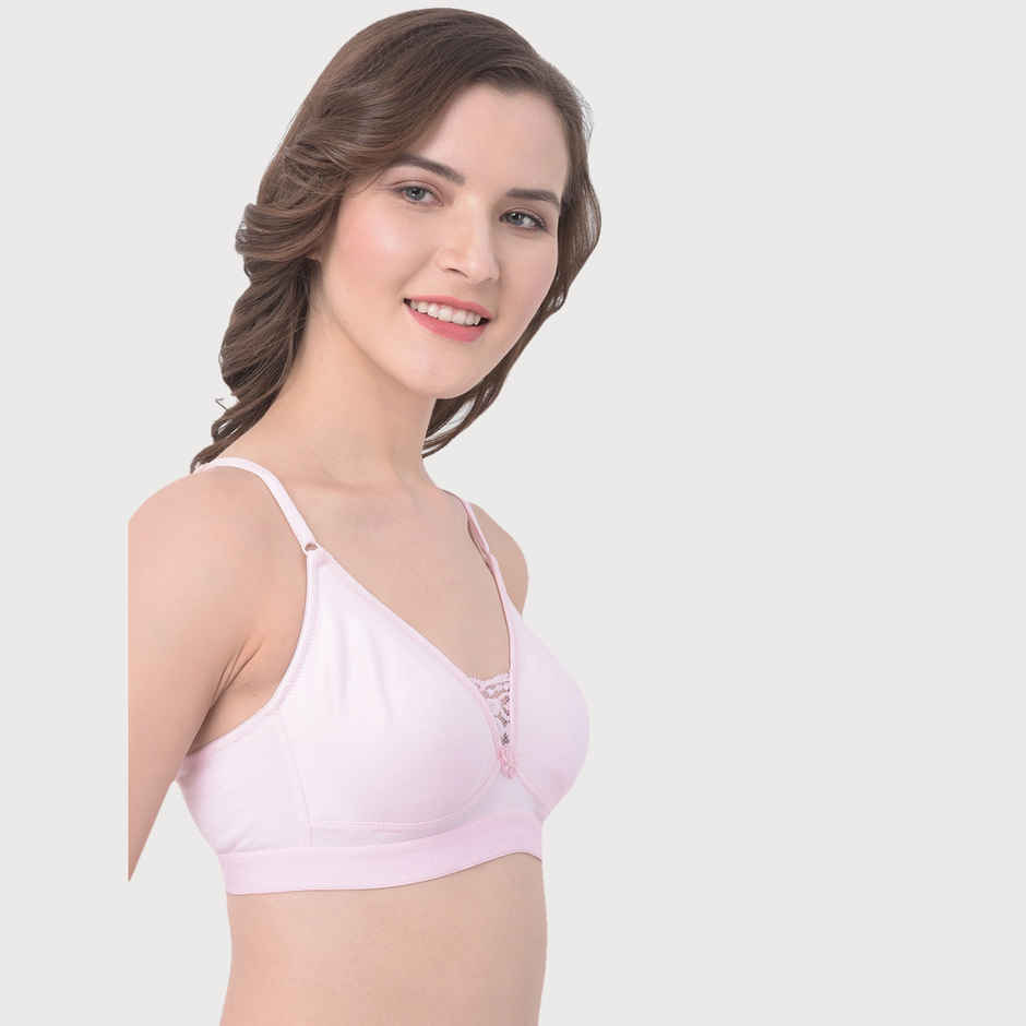 Clovia Non-Padded Non-Wired Full Coverage T-Shirt Bra - Light Pink, Beige | 36D