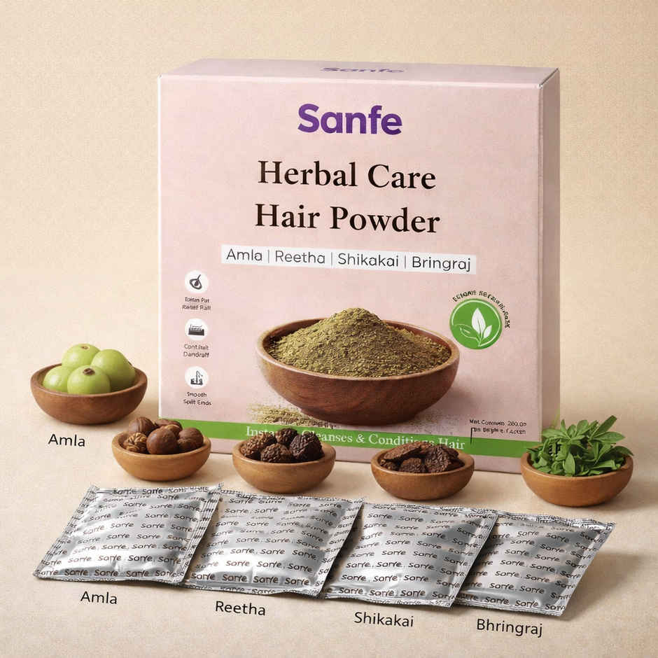 Sanfe Herbal Care Hair Powder | Amla Reetha Shikakai Bhringraj