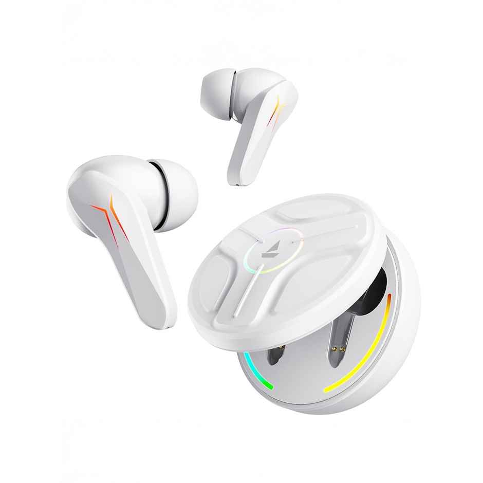 boAt Immortal 141 TWS Earbuds with mic, ENx Tech, 40HRS Battery, Low Latency Mode, Fast Charge, IPX4, IWP Tech, RBG Lights, v5.3 Bluetooth Gaming Earbuds - White Sabre
