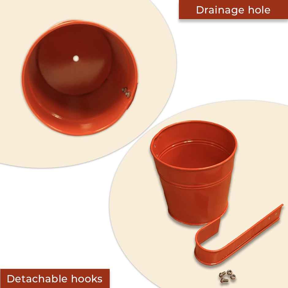 TrustBasket Plain Round Railing Planters | Plastic Pots for Balcony & Home Decor