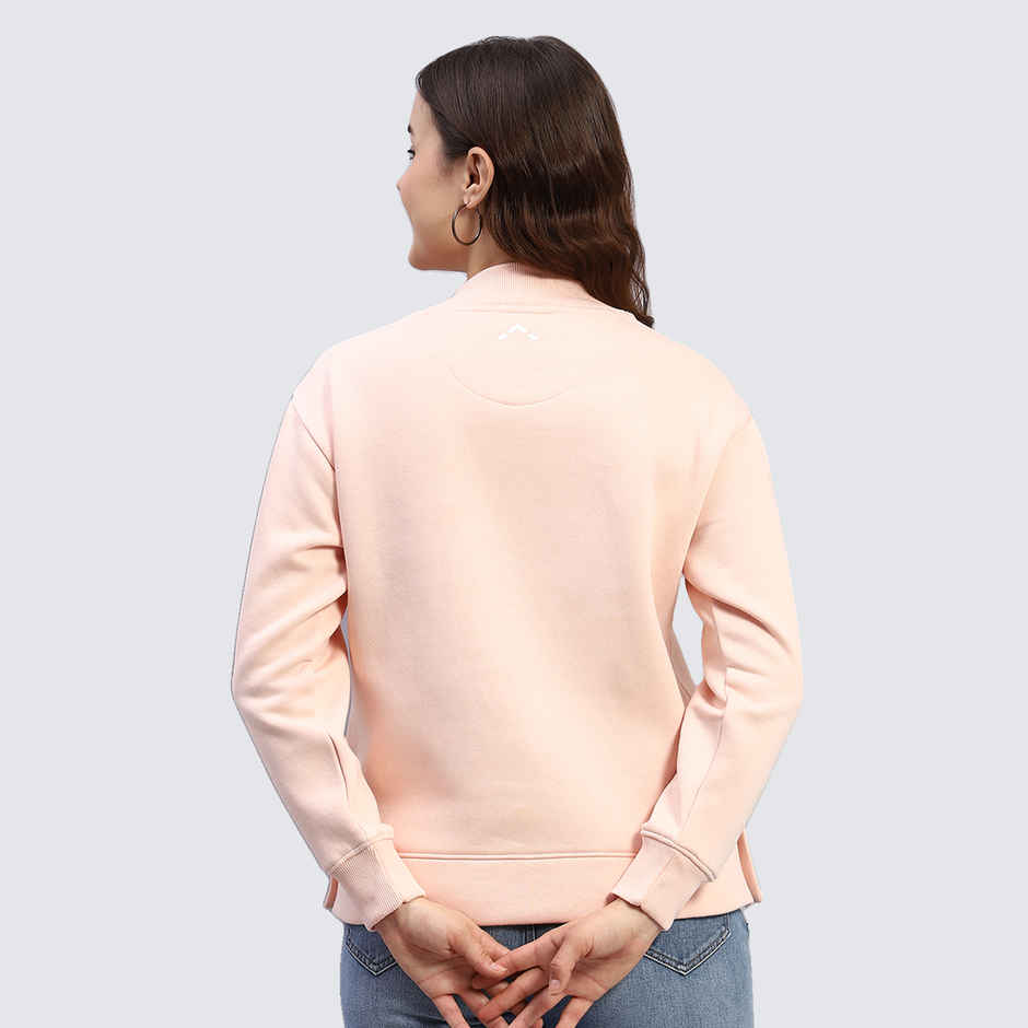 Rock.It By Monte Carlo Womens Peach Solid High Neck Full Sleeve Sweatshirt | 2240102608-2-40 | XL