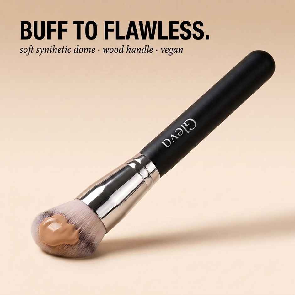Gleva Angled Foundation Brush for Liquid Cream Makeup Blending Black Soft Bristles