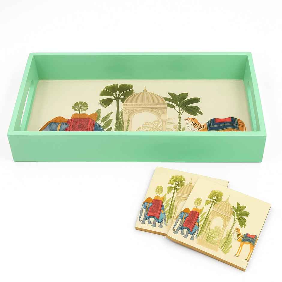 Sanjeev Kapoor By OGGN Mdf Rect. Printed Tray - 10 x 6 with Coaster