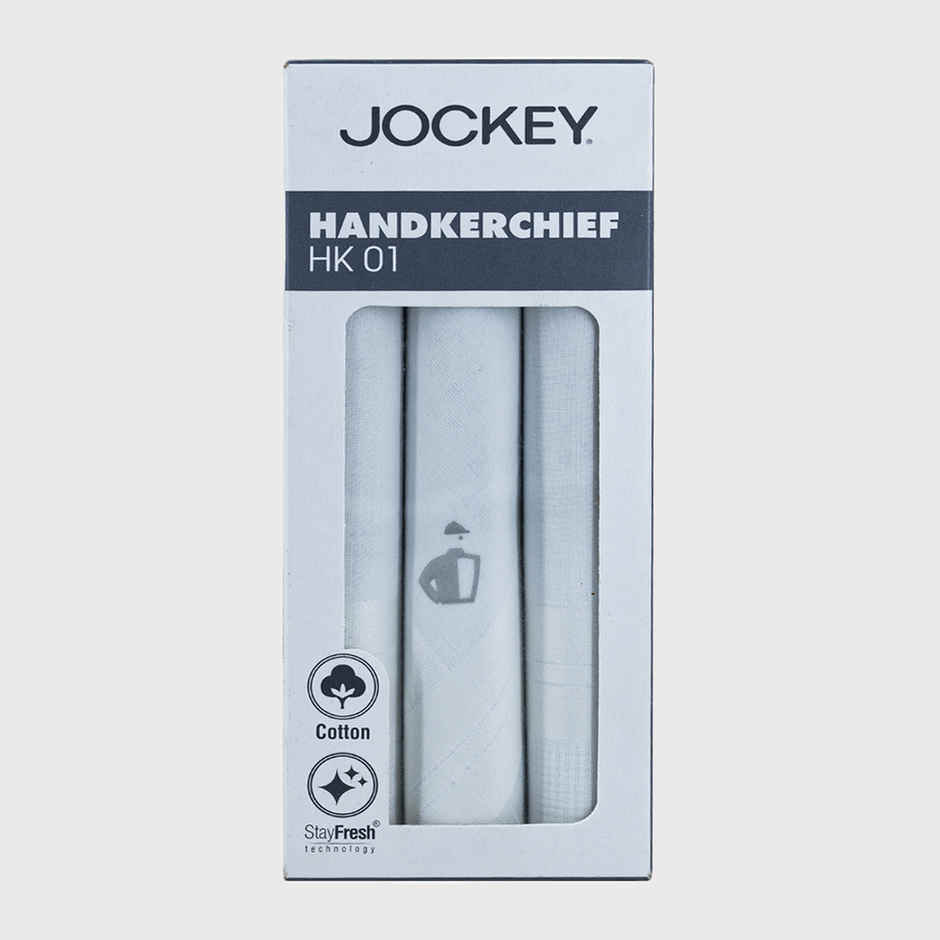 Jockey Men's Solid Cotton Handkerchief | White - Free Size