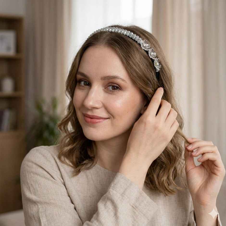 The Opal Factory Hair Accessories | Silver Crystal Flower Hair B&