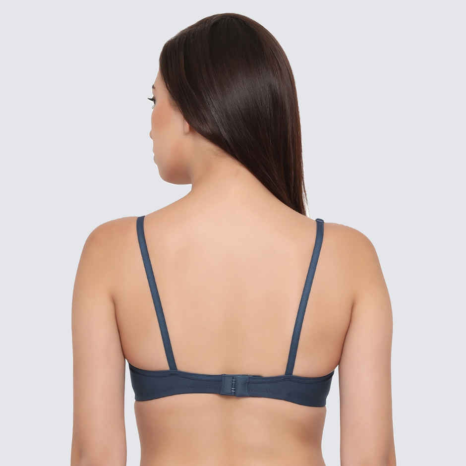Clovia Non-Padded Non-Wired Full Coverage T-Shirt Bra - Navy Blue | 34C