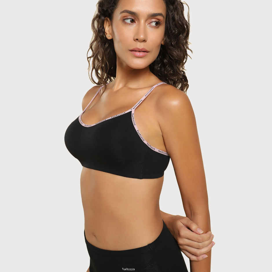 Van Heusen Women Pure Black Solid Seamless Cups Non Padded Cami Bra |34B