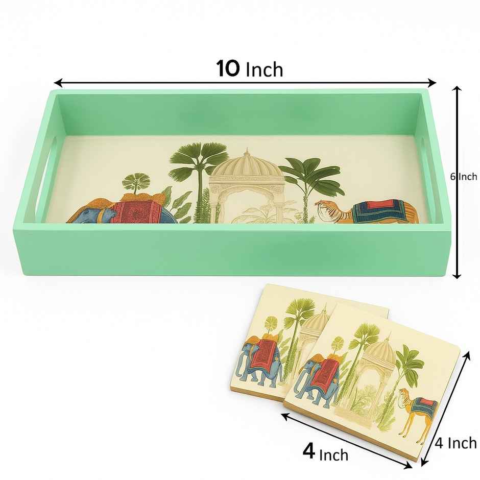 Sanjeev Kapoor By OGGN Mdf Rect. Printed Tray - 10 x 6 with Coaster