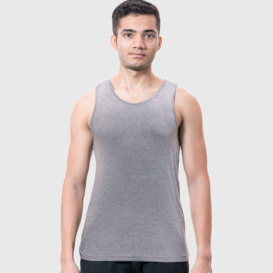 Heelium Bamboo Vest for Men | Super Soft, Odour Free & Comfort Fit | Pack of 1 - Grey - M