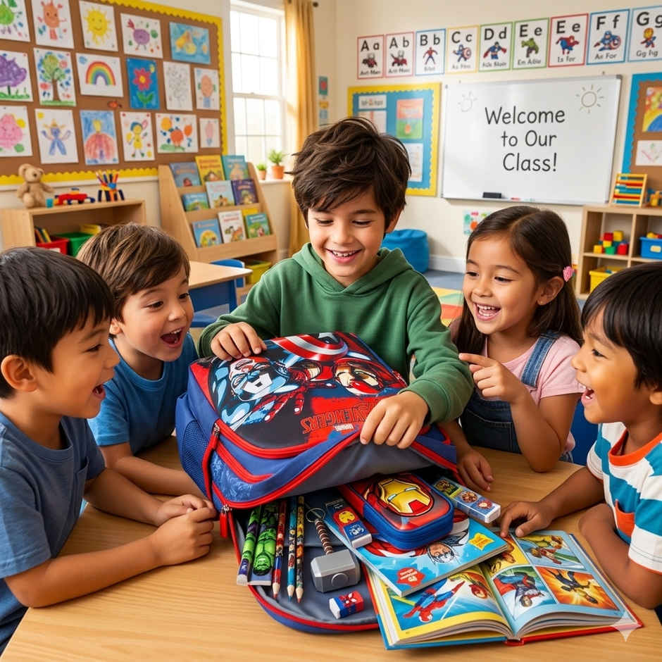 Striders Marvel Avengers School Bag for Boys Blue 16 Inch Kids Backpack with Padded Straps