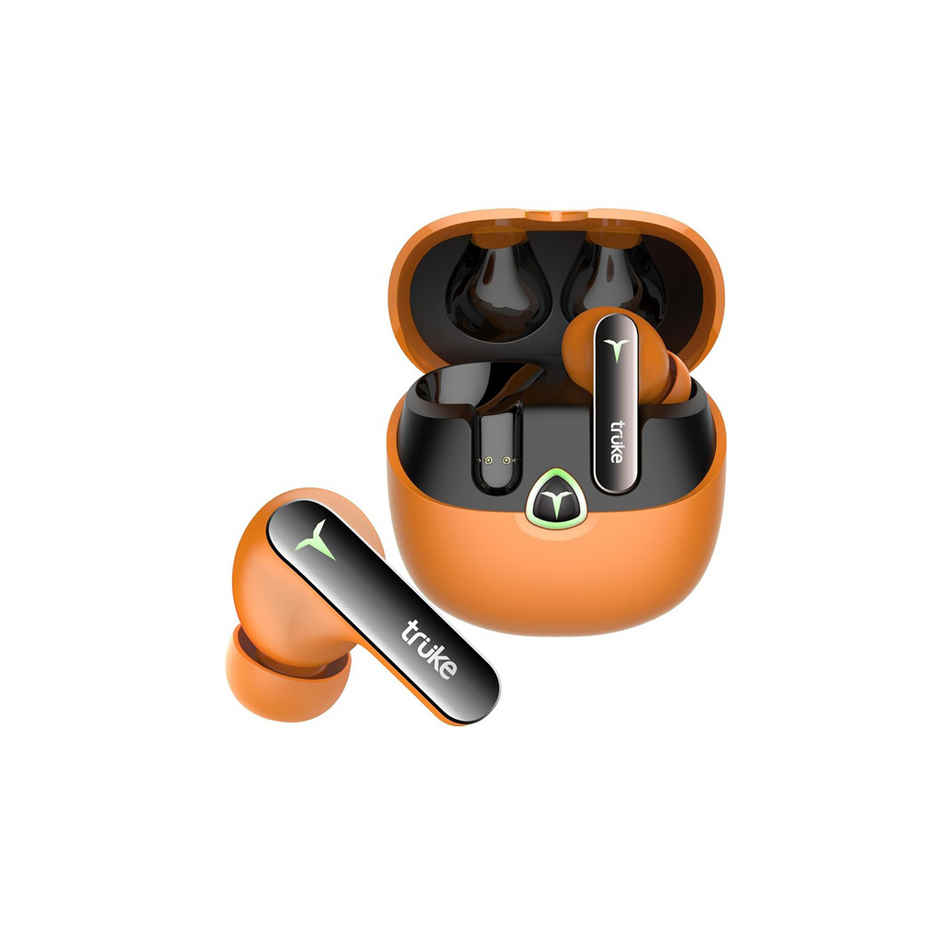 truke BTG Flex Truly Wireless Bluetooth Earbuds with Dual Pairing, 60H Battery- SunsetOrange