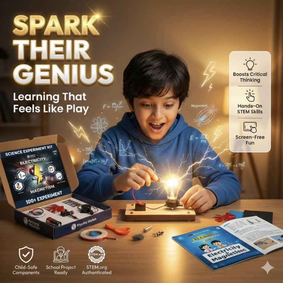 Physics Wallah Curious Jr. Electricity & Magnetism Science Projects Kit | Multicolor