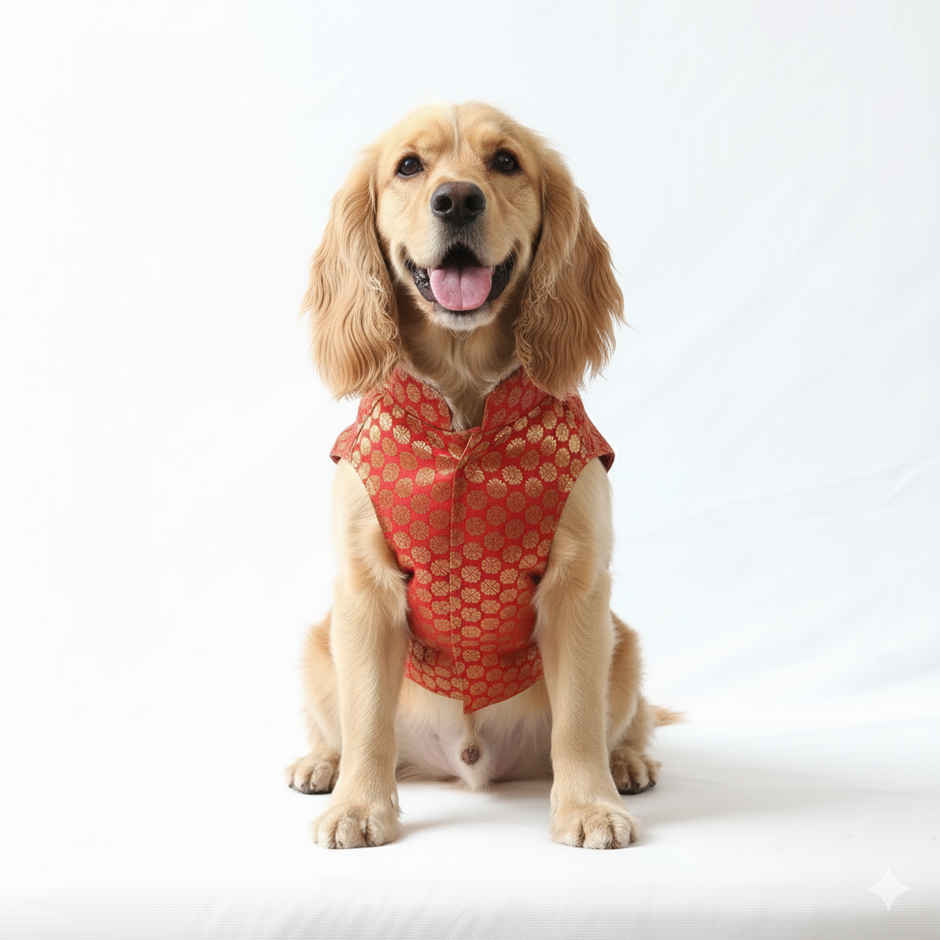 Pawgy Pets Sherwani Red For Dogs And Cats | M