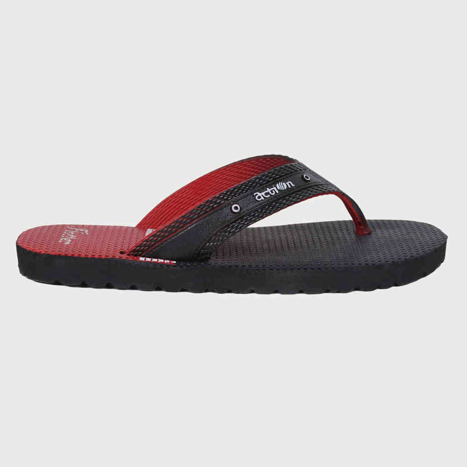 Action Men's Gfl-3804 Slippers | Evening Walk | Bathroom | Room Slippers | Black and Red - UK 7