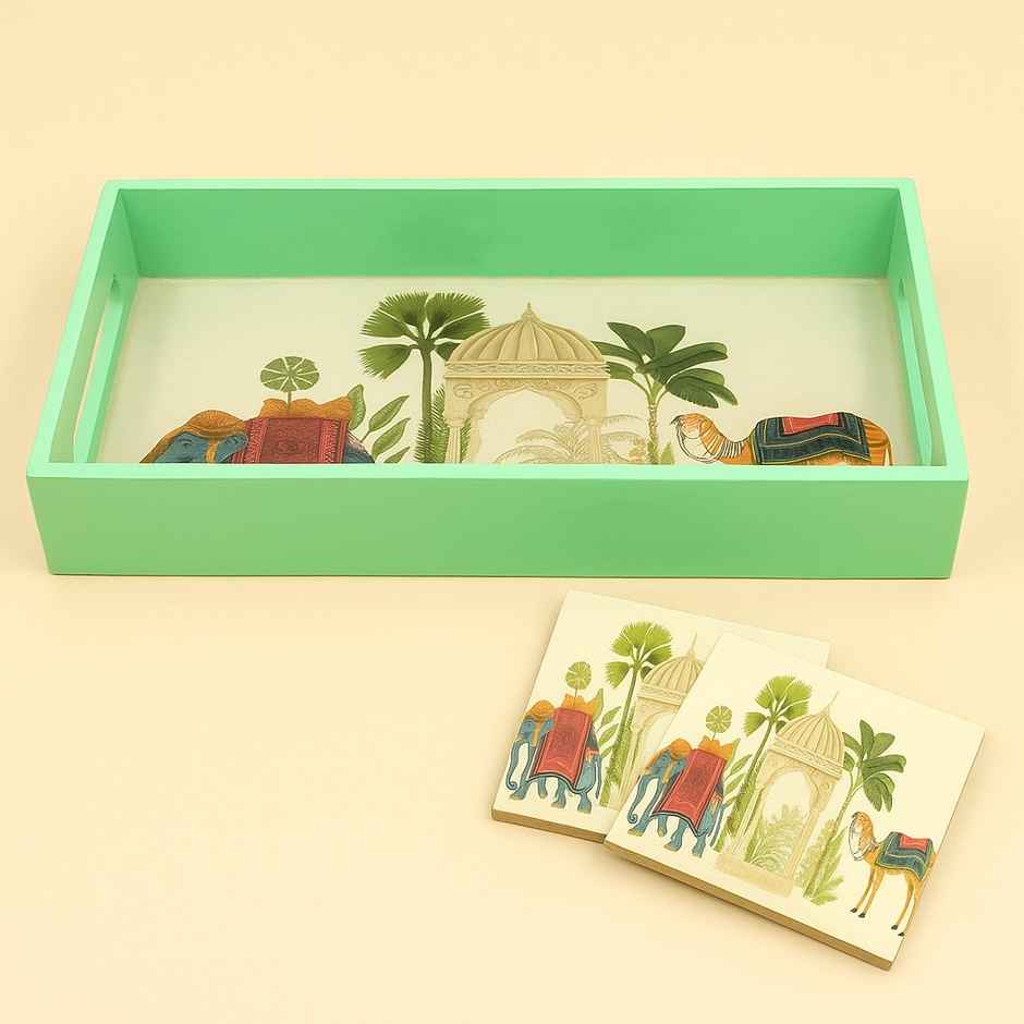 Sanjeev Kapoor By OGGN Mdf Rect. Printed Tray - 10 x 6 with Coaster