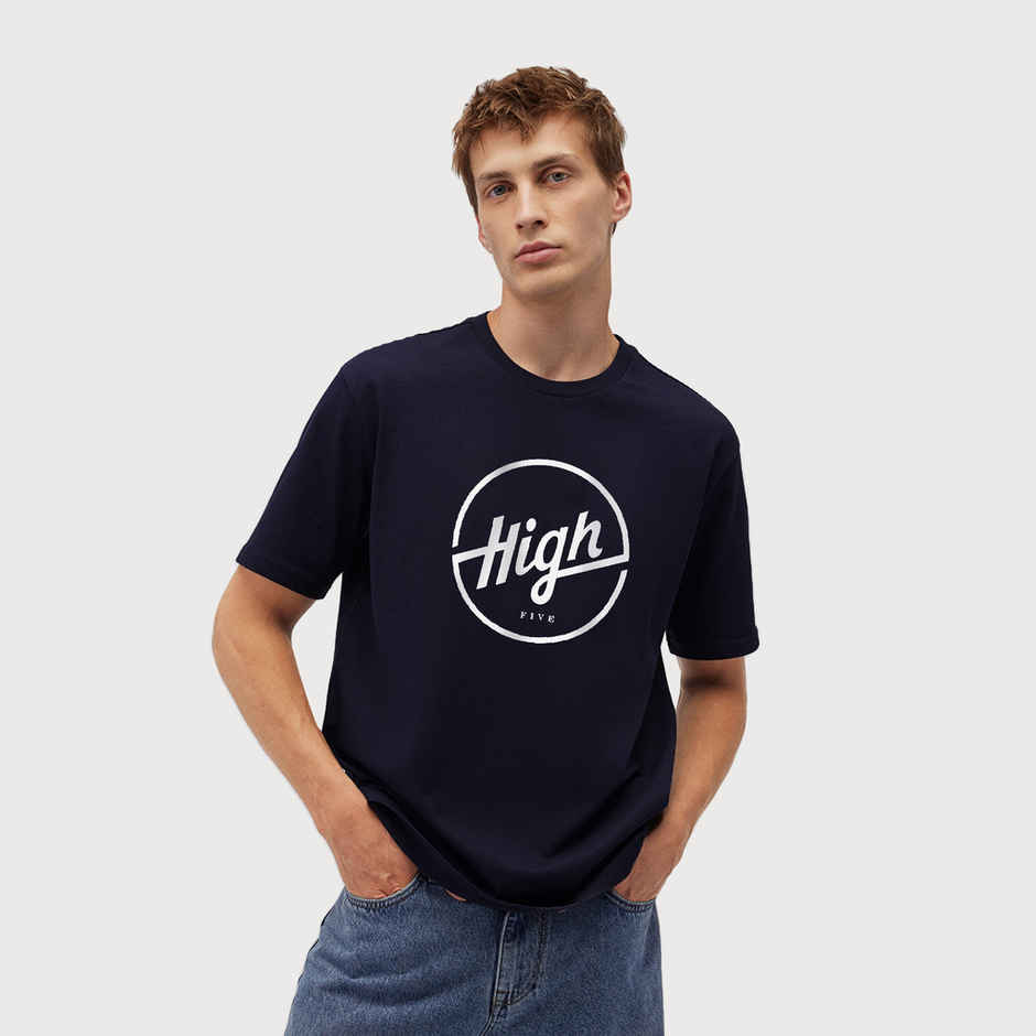 De Tees Men's Half Sleeve T-shirt | MHS-HIGH | Navy - XL