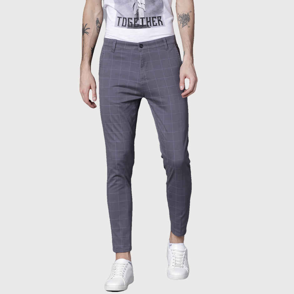 HIGHLANDER Men's Slim Fit Trousers | Grey - 36