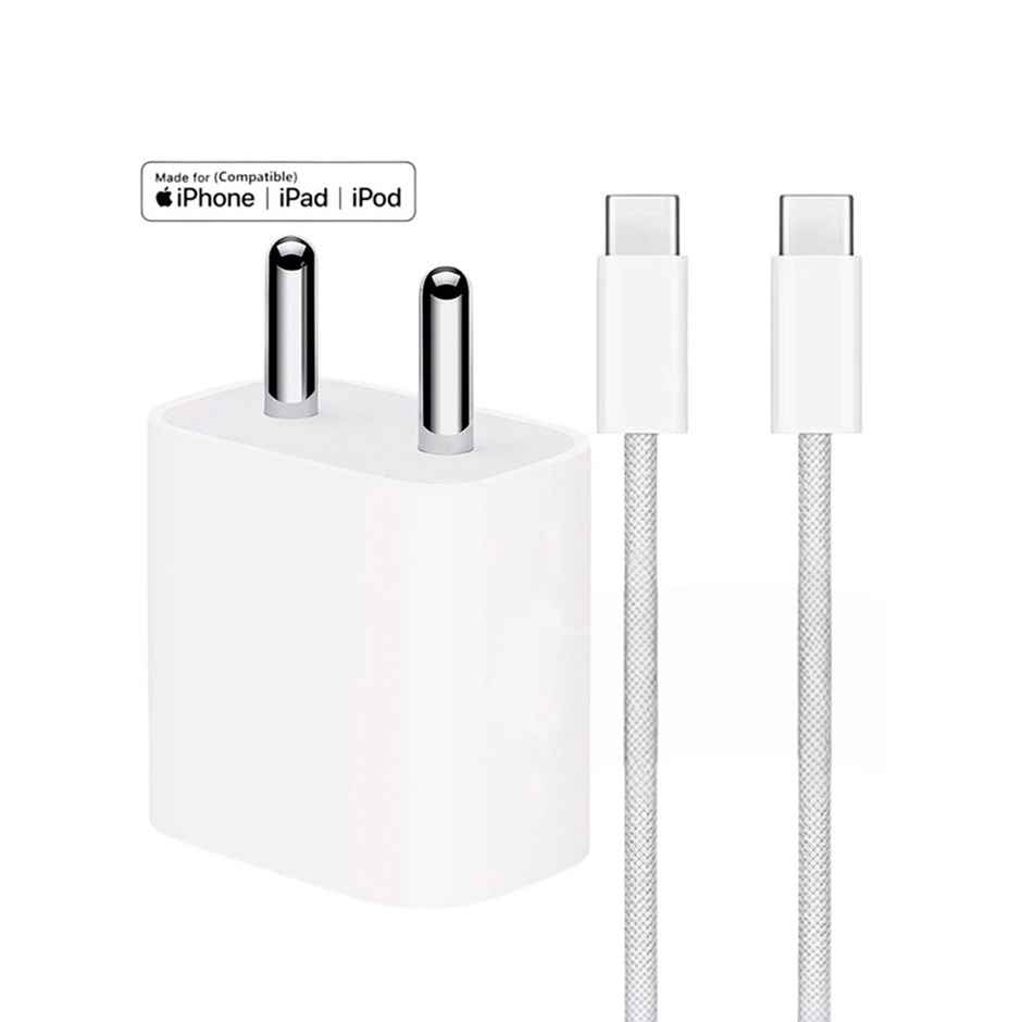 Roarx 20W Fast Charger with Type C to C Braided Cable for iPhone 15, iPhone 16 & Type C Phones