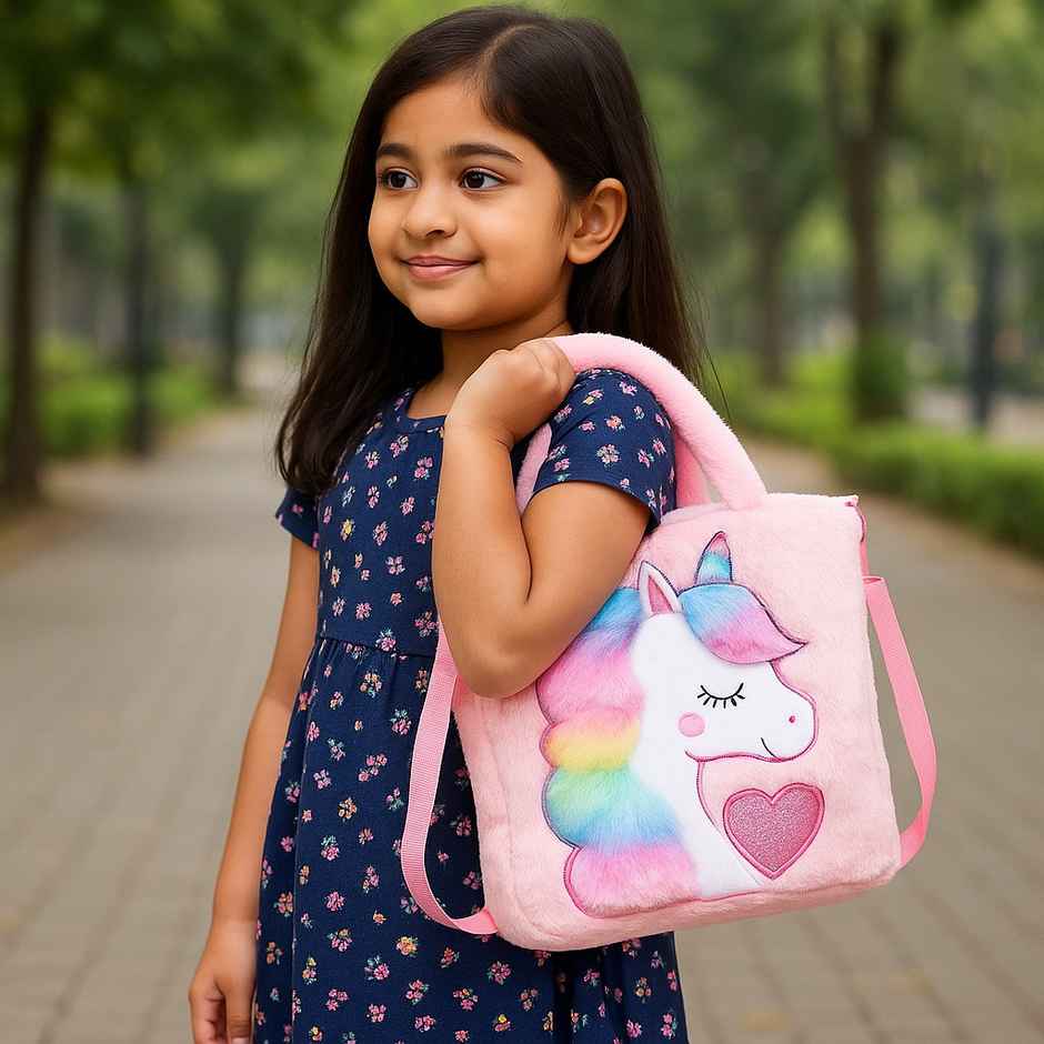 Kidara Unicorn Fur Crossbody Bag Baby Pink