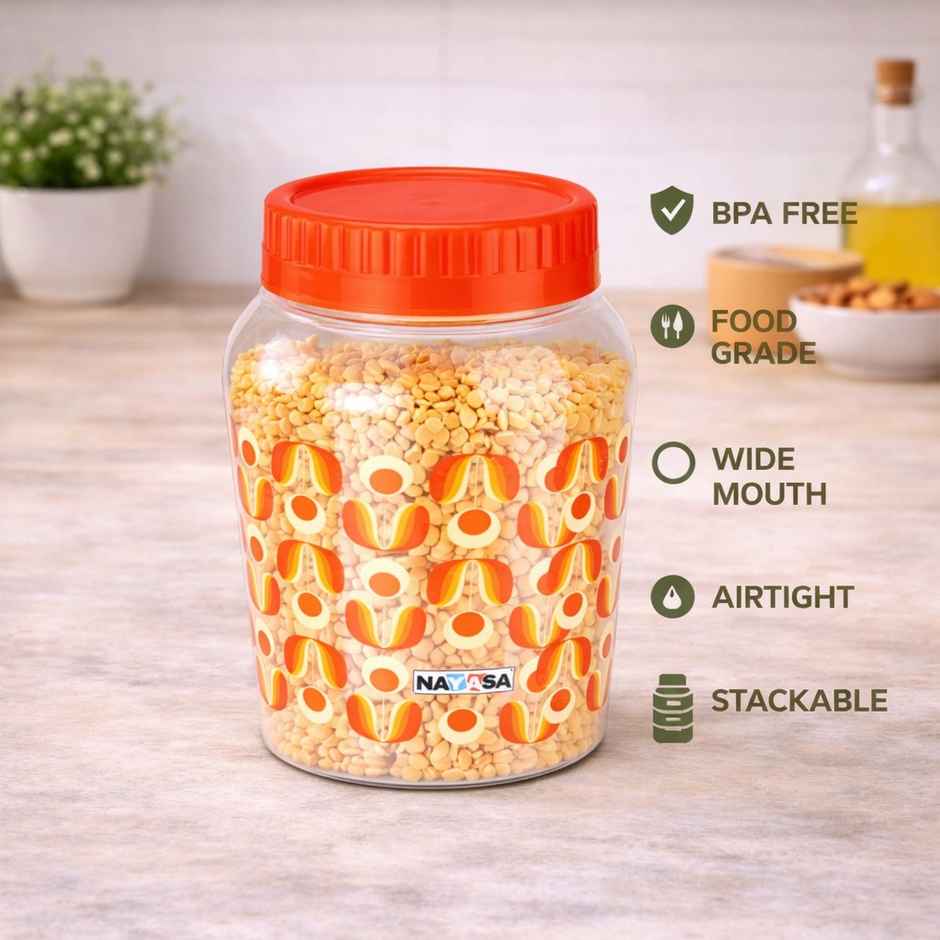 Nayasa Jenny Deluxe BPA Free Food Grade Airtight Kitchen Storage Containers | Orange - 600 ml