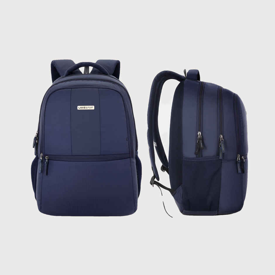 Lavie Sport Unisex Solid Polyester Laptop Backpack | Navy | M | (31.5 x 19 x 47 cm)
