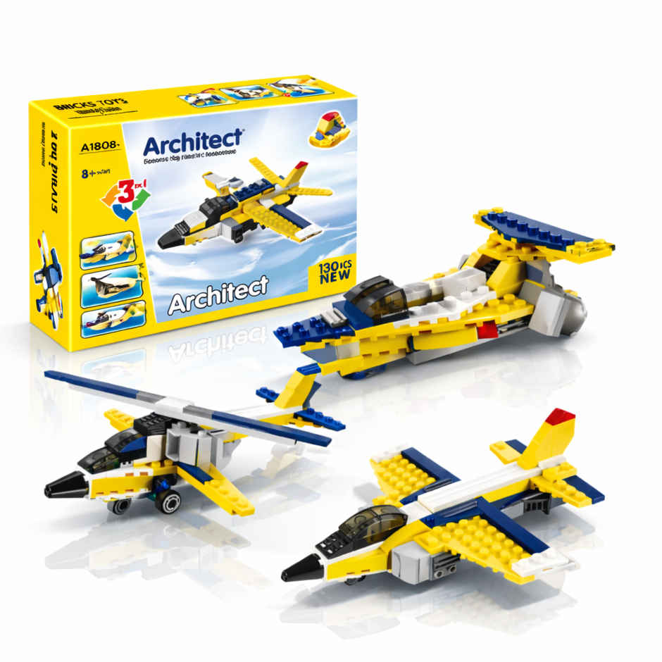 Fablue 3 in 1 Airplane Architect Building Blocks Toy Set for Kids