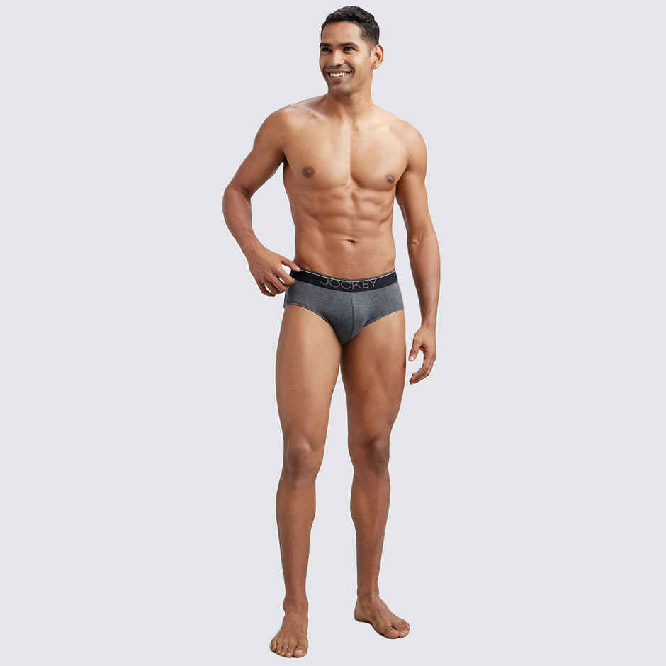 Jockey 8037 Men's Super Combed Cotton Underwear Solid Brief|Ultrasoft Waistband | Grey-S