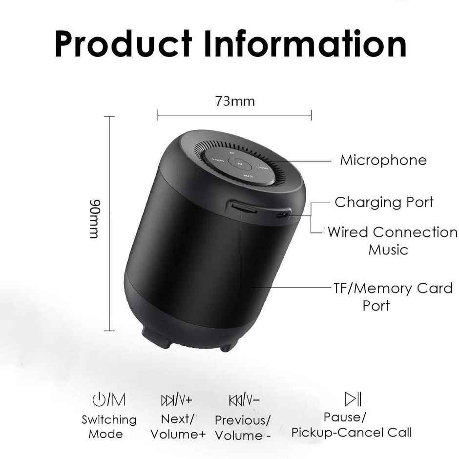 Sounce Clavier Atom SuperBass 5 W Bluetooth Speaker HD Sound | Black
