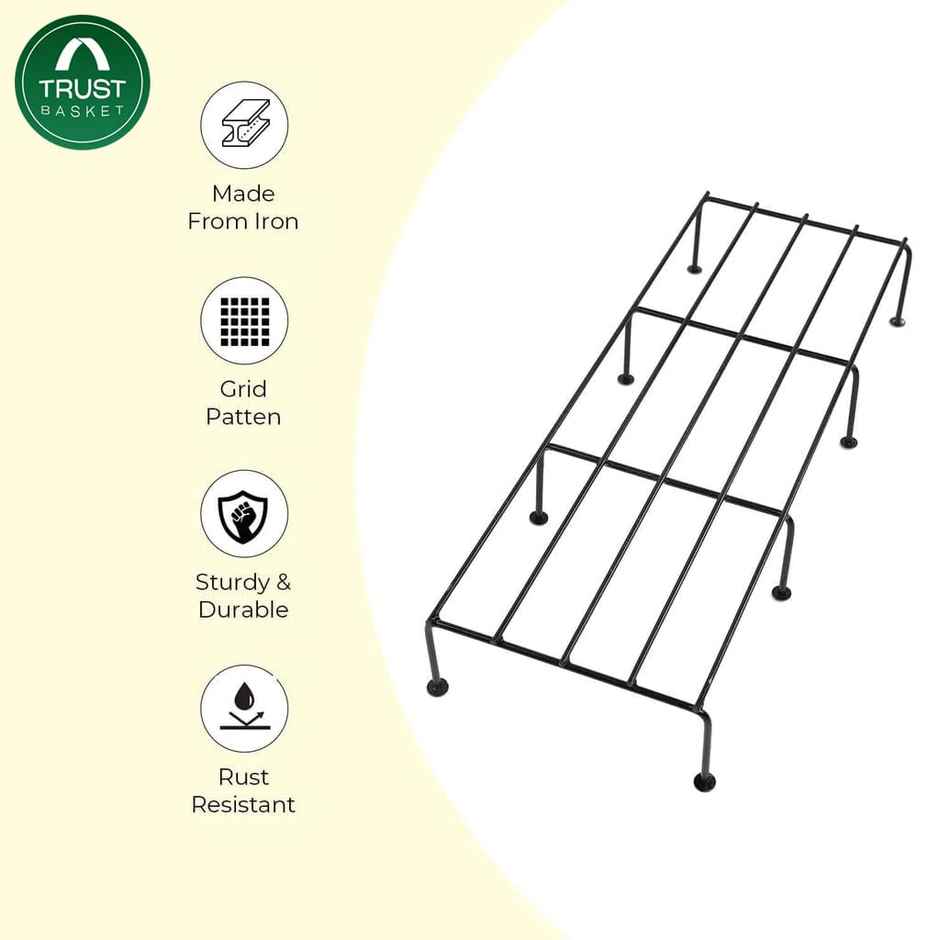 TrustBasket 24 Inch Metal Plant Stand | Black Decorative Stand for Balcony Garden - Indigo