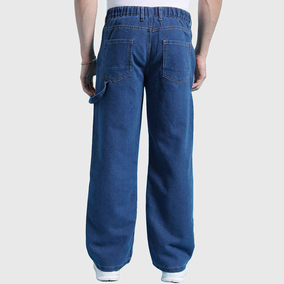 The Indian Garage Co Men's G371 Baggy Fit Solid Street Jeans | Solid Blue | 34