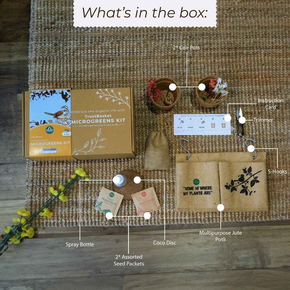 TrustBasket Homegrown Microgreens Kit | DIY Indoor Garden Kit for Beginners