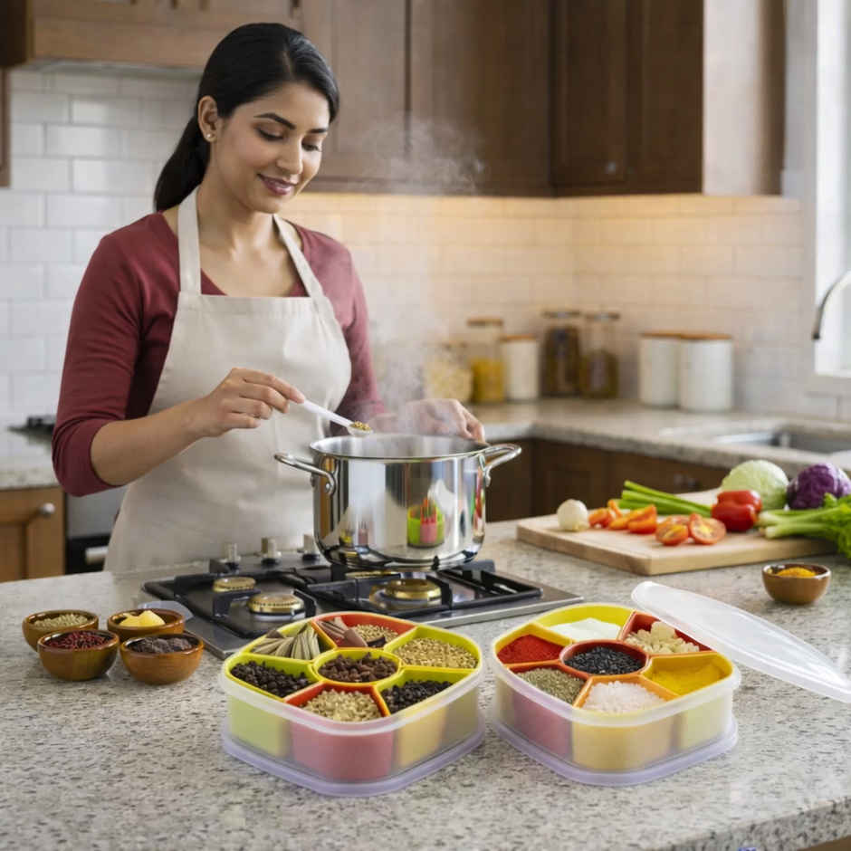 Zedak Multipurpose Masala and Spice Box | Plastic | Multicolor - 1 pc