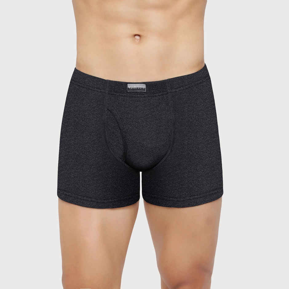 Van Heusen Men Dark Grey, Pure Black &Pure Black Pack Of 3 Combed Anti Bacterial Boxer Briefs - XXL