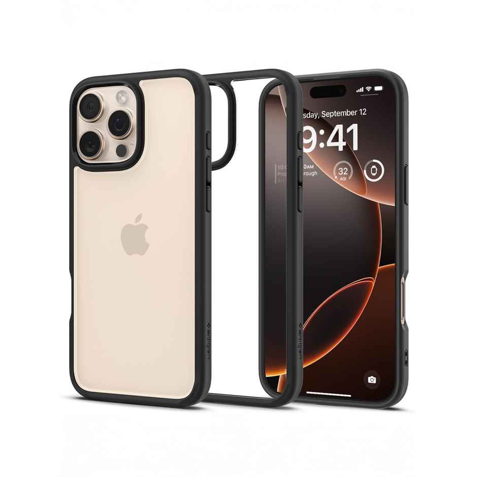 Spigen Ultra Hybrid Back Cover Case Compatible with iPhone 16 Pro (TPU + Poly Carbonate|Matte Black)