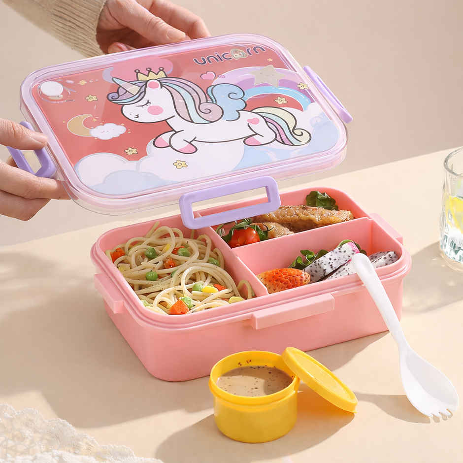DesignLand Unicorn Kids Lunch Box with Sauce Cup and Spoon Leakproof Meal Box