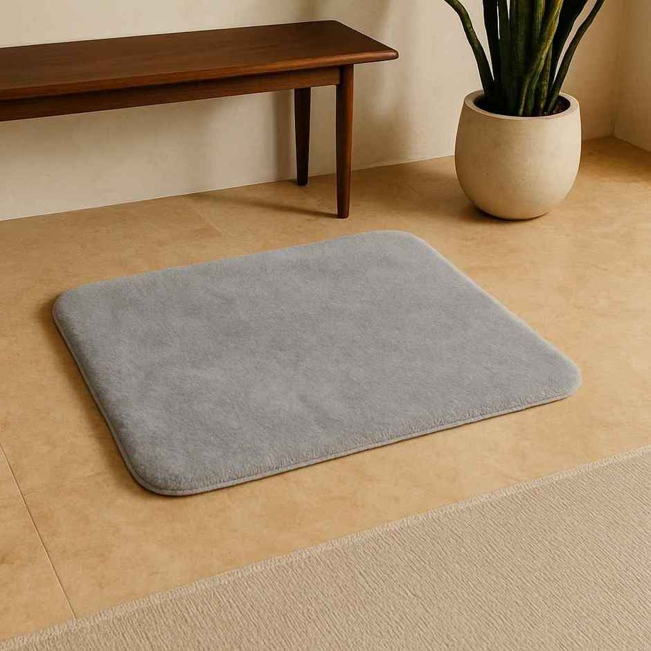 Elegant Weavers Anti- Skid Furry Door Mat | 38 x 58 cm | Grey