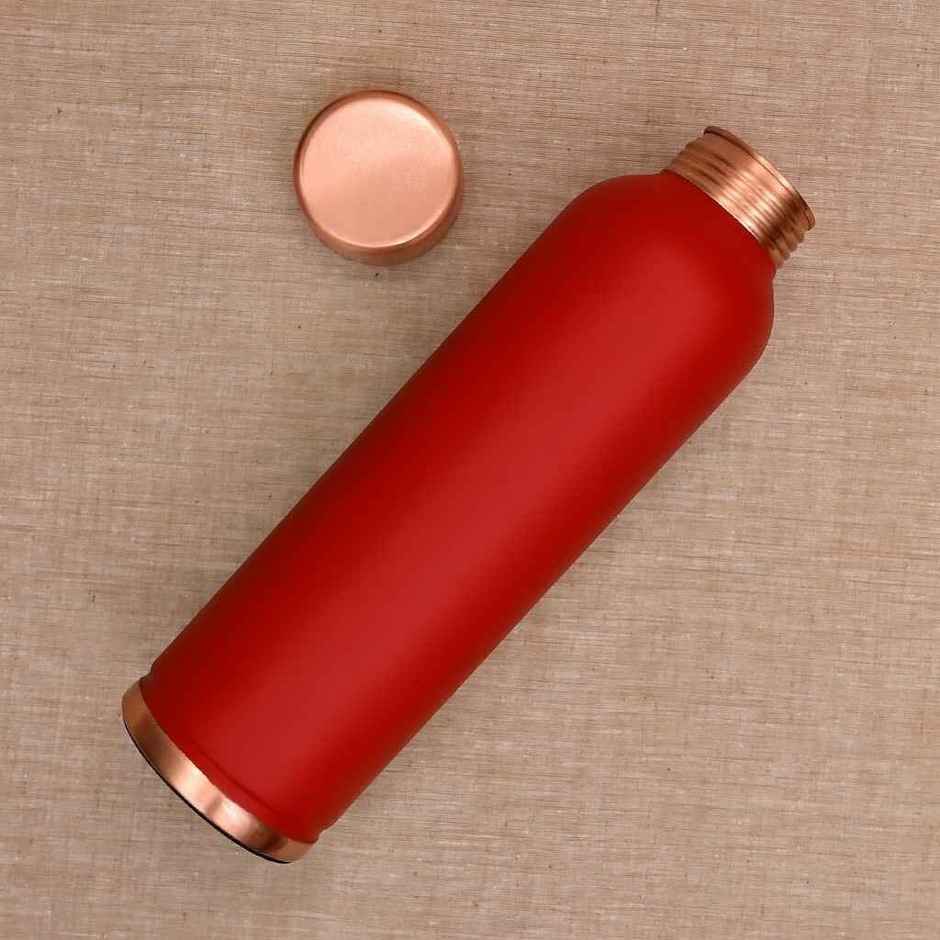 OGGN Copper Water Bottle For Daily & Office Use 950 ml, Red |Pure Copper