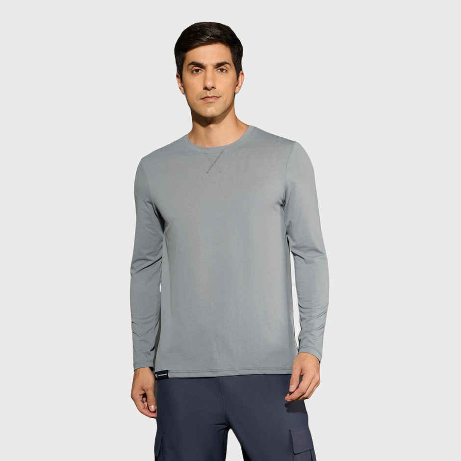 Technosport Men's Poly Solid Slim Fit Round Neck Full Sleeve Sports T-shirt | Turbulence - 2XL