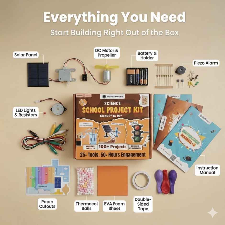 Physics Wallah Science Kit for School Projects Age 8 - 15 Years Old | 100+ Science Experiments