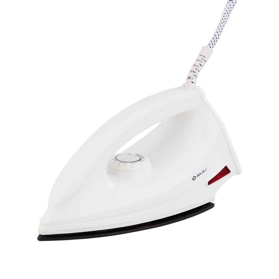 Bajaj Majesty DX-6 1000 Watts Dry Iron | Advance Soleplate And Anti-Bacterial German Coating Technology | Thermol Fuse Safety | Auto Shut-Off | Cool Touch Body - White