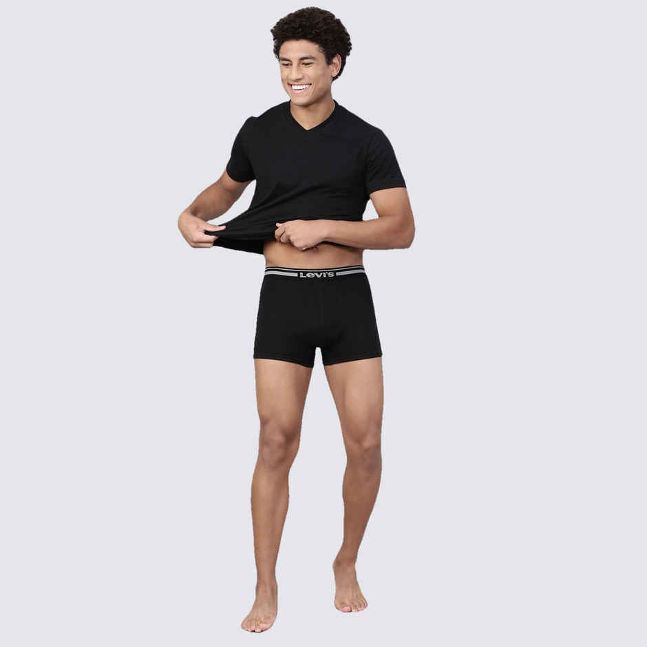 Levi's 003 Men's Comfort Trunk | Contoured Double Pouch | Pack of 2 | Lt. Grey Mel,Black | L