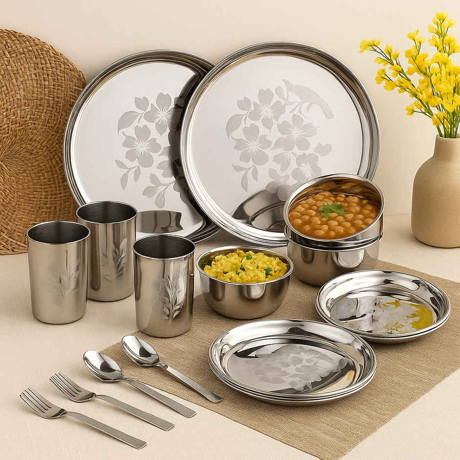 Limetro Steel Stainless Steel Dinner Set | 24 Pcs