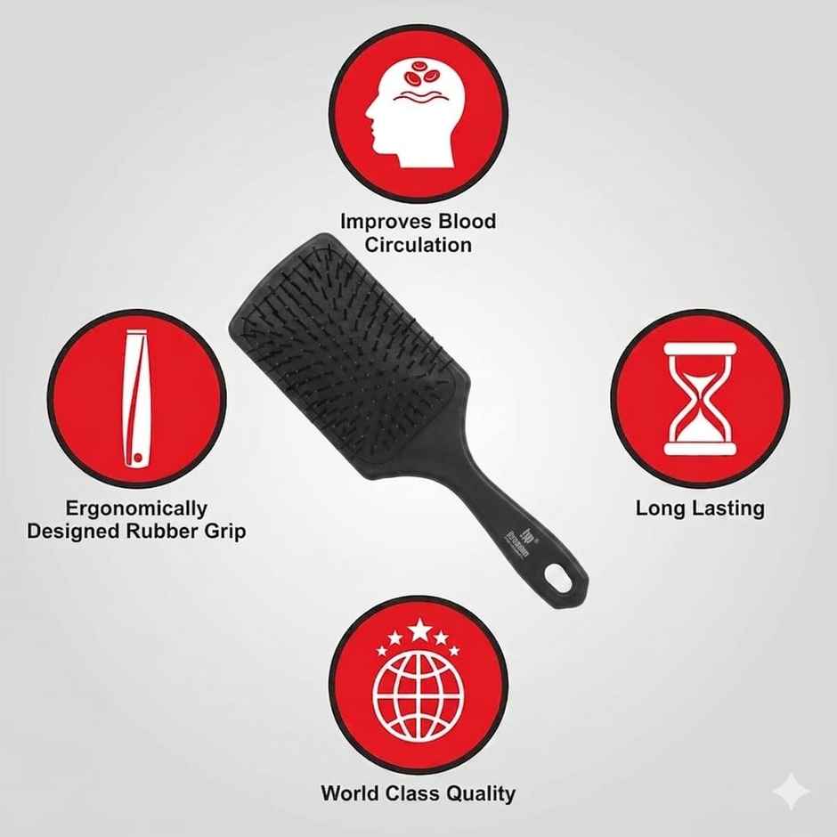 Bronson Professional Paddle Brush B-095 for Silky, Smooth & Tangle-Free Hair | Color May Vary