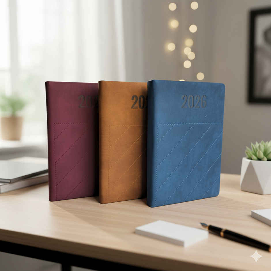 Abk 2026 A5 Leather Cover Diary | Beige | 192 Pages, Undated