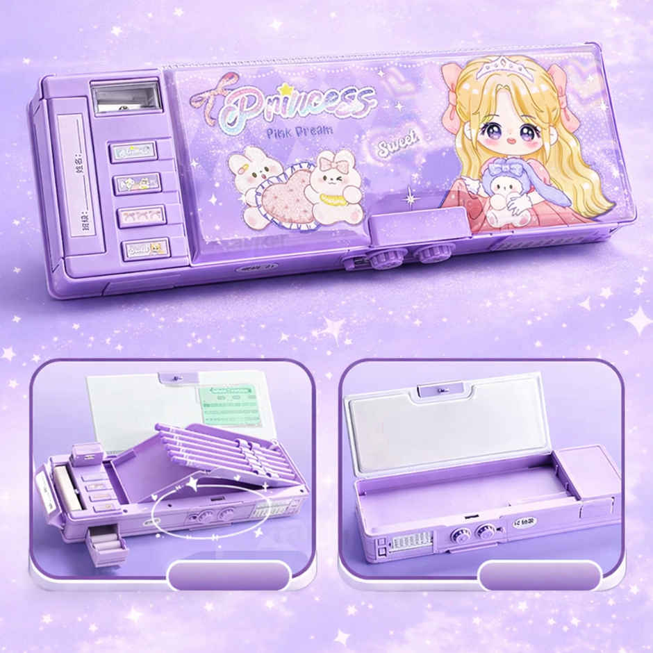Fablue Princess Pencil Box with Magnetic & Password Lock | Purple