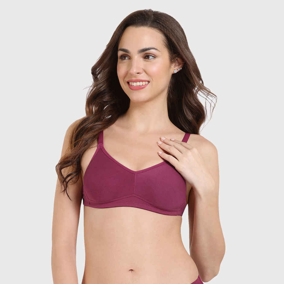 Zivame Women's Basics Double Layered Non Wired Full Coverage Backless Bra | Beet Red - 32B
