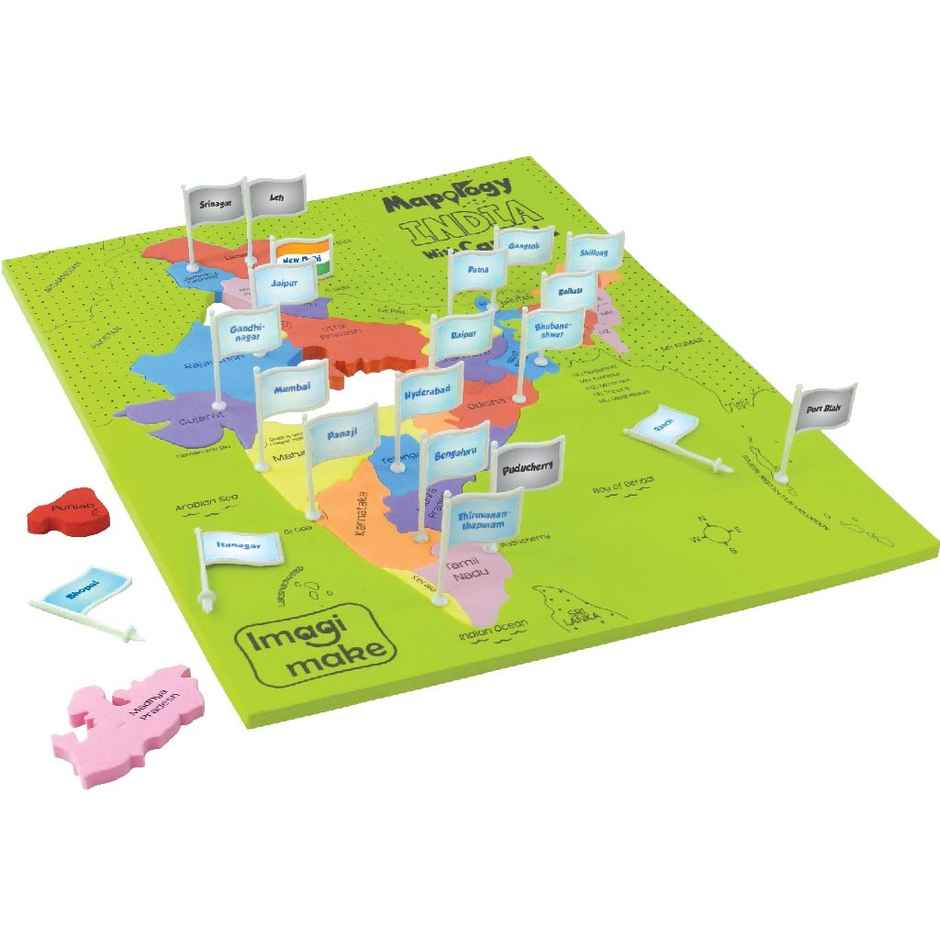 Imagimake Mapology India Map and World Map Puzzle Combo with Capitals and Flags of Country