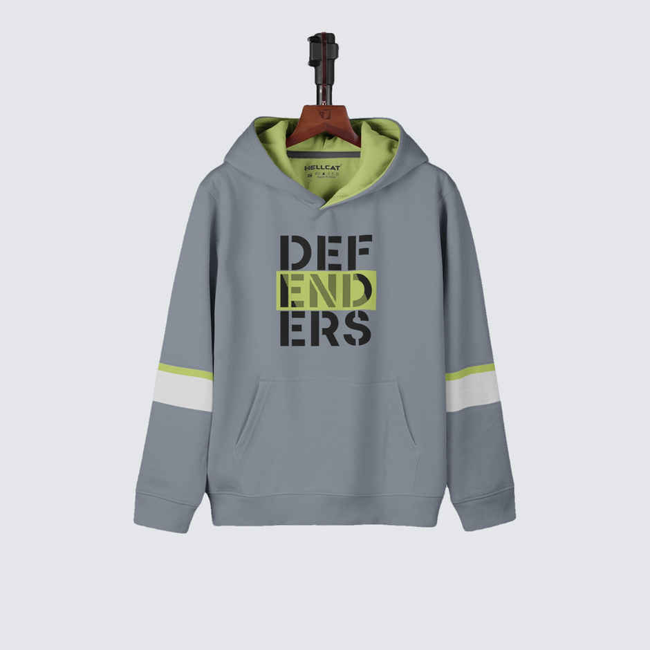 Hellcat Boy's Printed Cotton Blend Hoodie T-Shirt | Grey | 7-8 Years